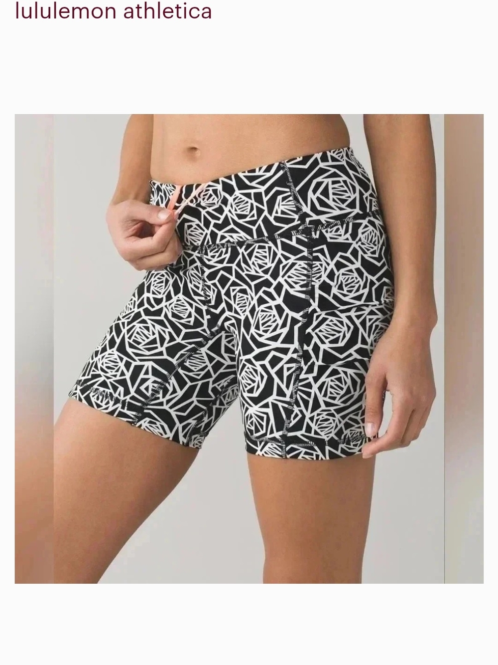 lululemon athletica Black & White Geometric Bike Shorts